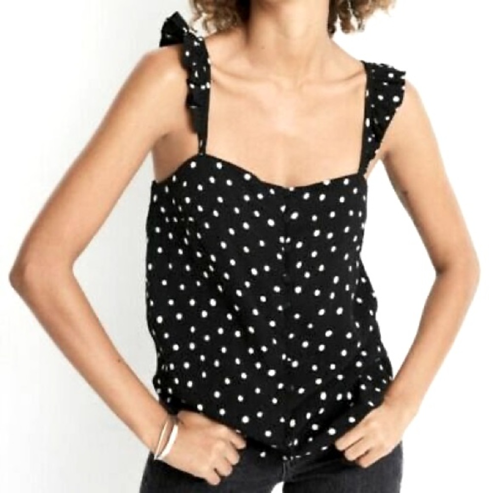 Madewell Polka Dot Top with Ruffle Details